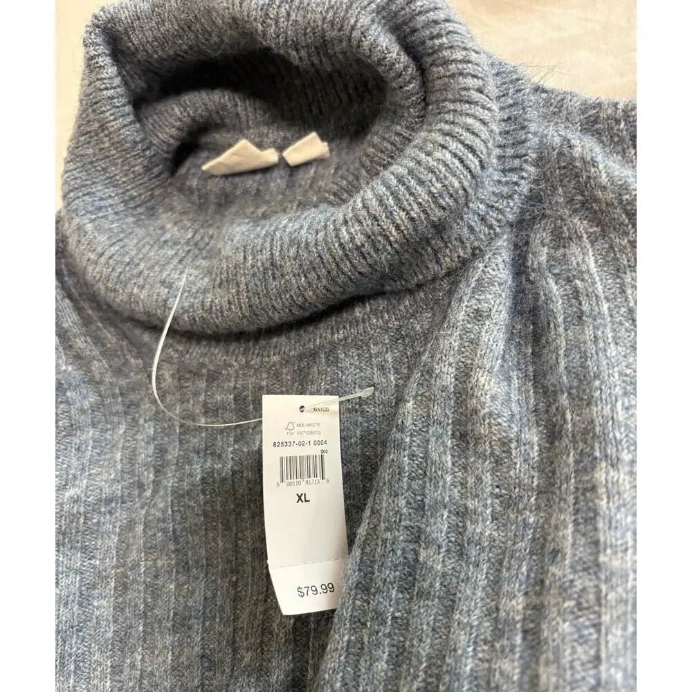 Gap Sweater Dress Turtleneck Blue Long Sleeve Ribbed Knit NEW Academia Size XL - Picture 5 of 9